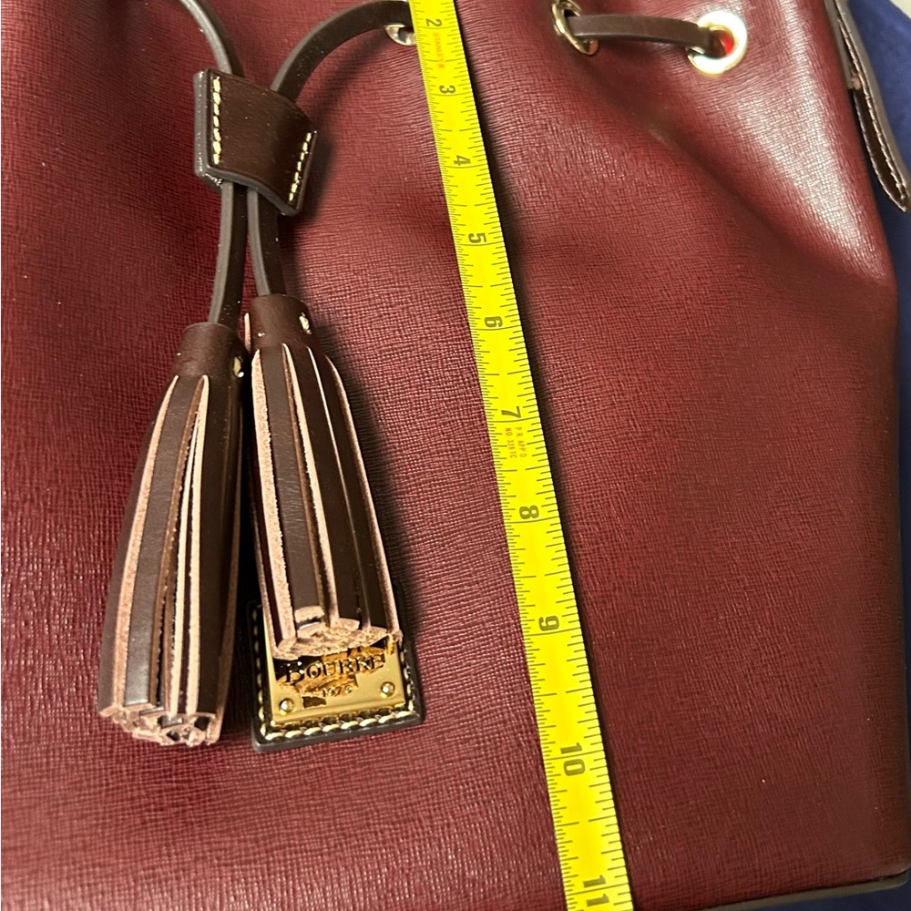 Dooney & Bourke Pebble Grain Tasha Drawstring Bordeaux Color Shoulder Bag - Picture 8 of 12